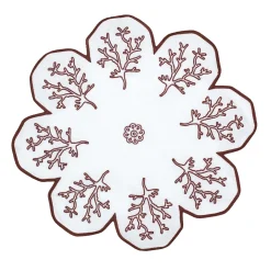 Corallo Rosso Set di 2 tovagliette di servizio bianche a forma di fiore