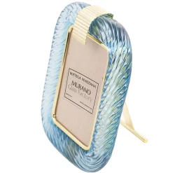 Cornice con Struttura in Ottone Lucido e Vetro a Torciglione Laguna Azzurro Chiaro
