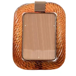 Cornice con Struttura in Ottone Opaco e Vetro a Torciglione Ambra