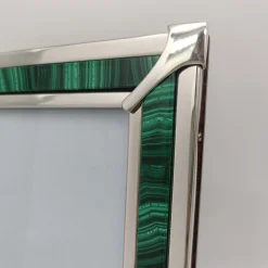 Cornice fotografica in malachite verde e argento