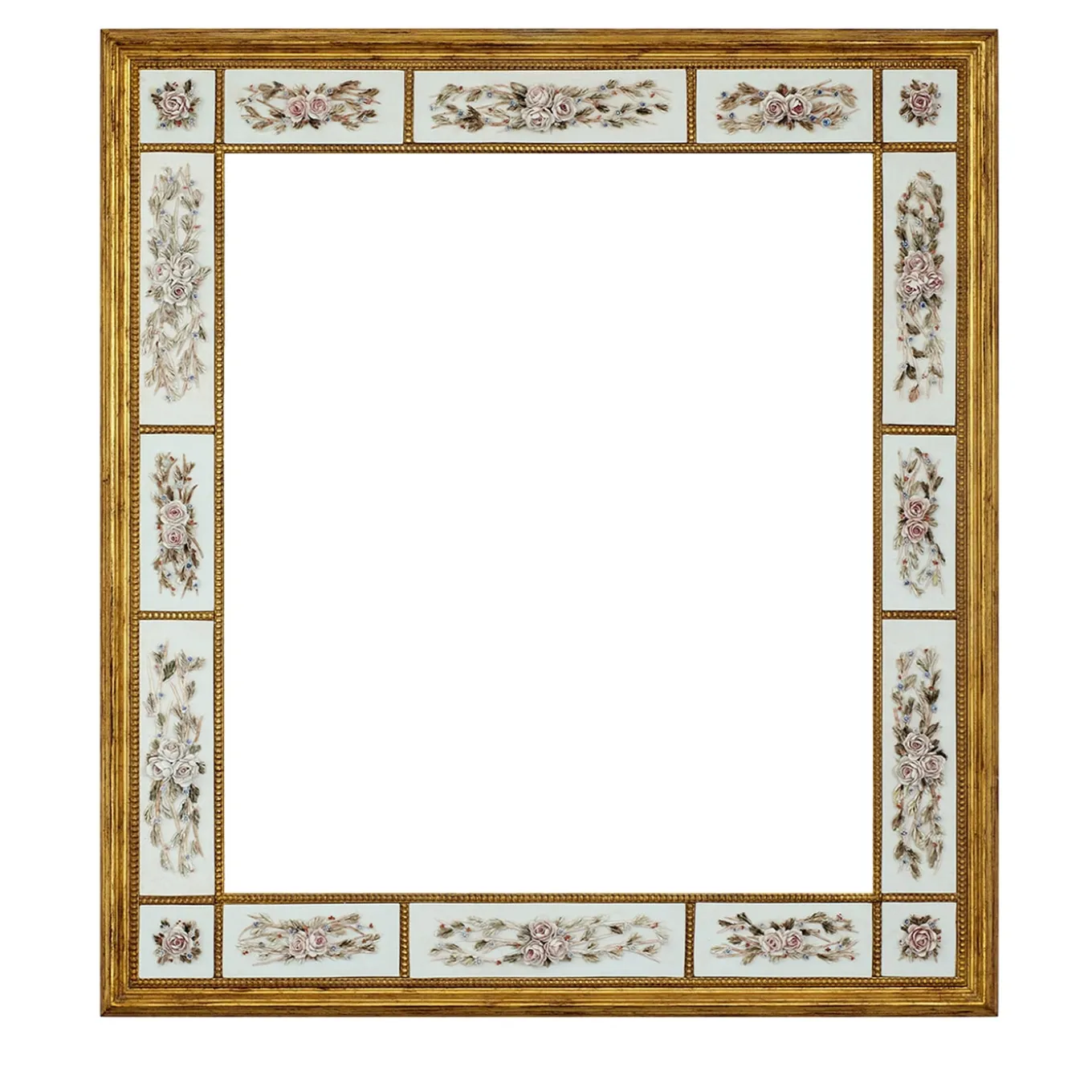 Cornice in porcellana con rose rosa