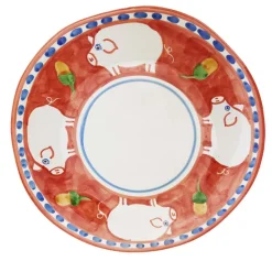 Cortile Set di 6 piatti da portata rossi rotondi da 38 cm