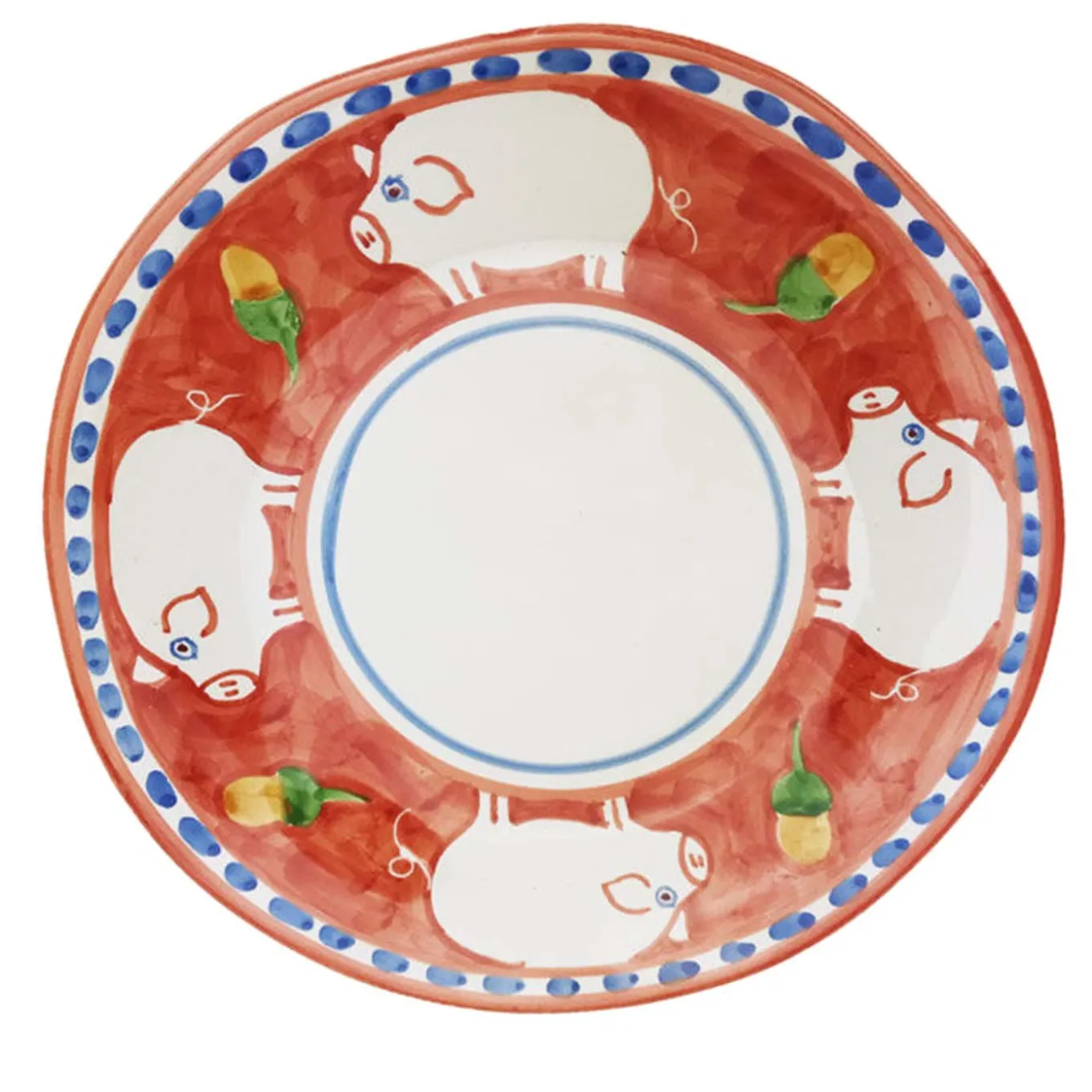 Cortile Set di 6 piatti da portata rossi rotondi da 38 cm