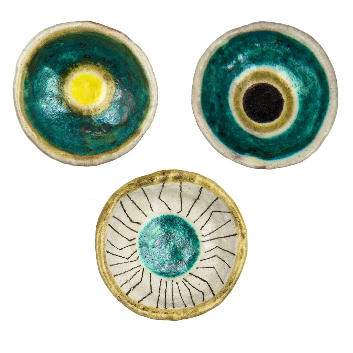 Crateri Set di 3 ciotole gialle e blu