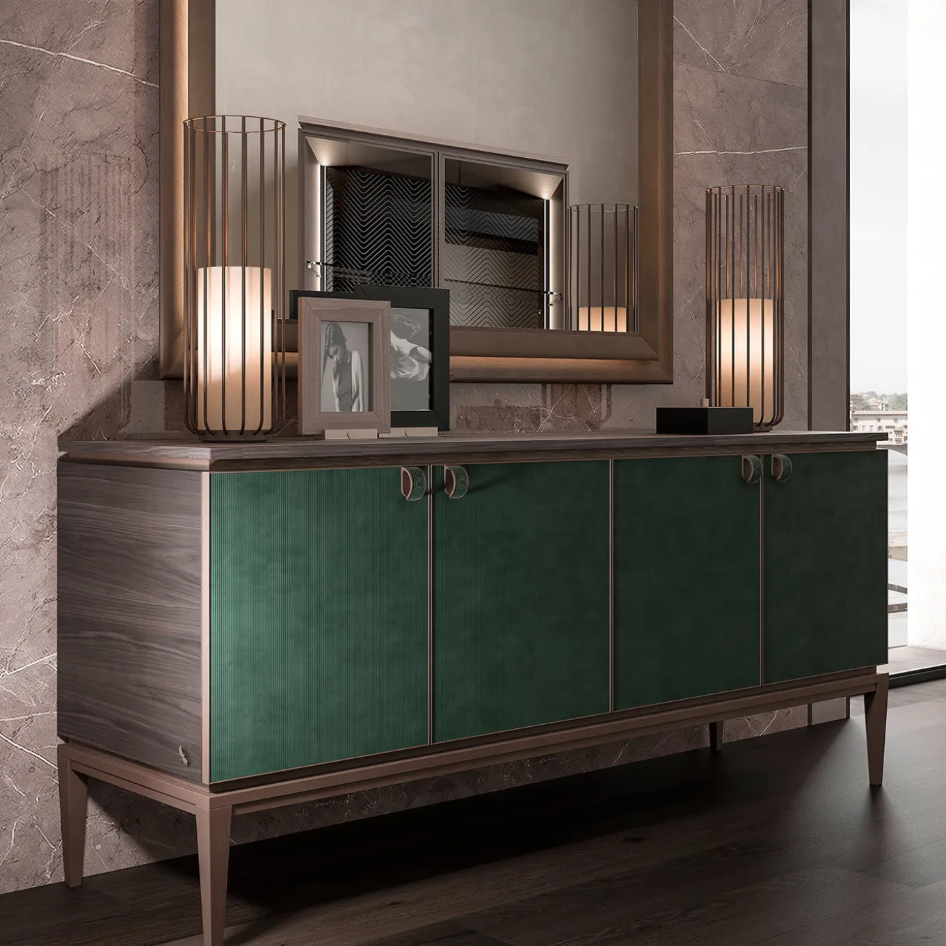 Credenza in pelle Nabuck
