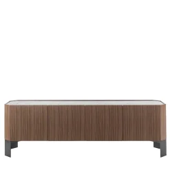 Credenza Miele a 4 ante in Canaletto e Carrara