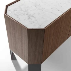 Credenza Miele a 4 ante in Canaletto e Carrara