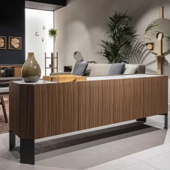 Credenza Miele a 4 ante in Canaletto e Carrara