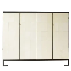 Credenza Ms. Chang in Rovere Scuro e Pelle-Pergamena
