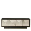 Credenza Roland in Legno Beige e Ottone a 4 Ante