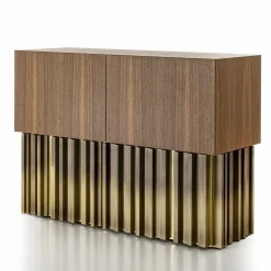 Credenza vintage Mirage con scultura in ottone fatta a mano