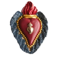 CUORE DECO IN CERAMICA ROSSA E BLU
