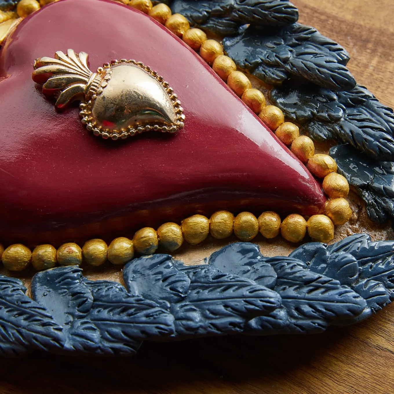 CUORE DECO IN CERAMICA ROSSA E BLU