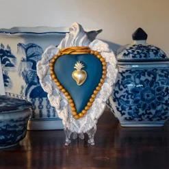 Cuore in ceramica blu opaco