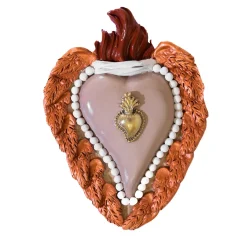 Cuore in ceramica rosa e bronzo Dusty Baby Heart
