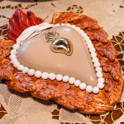 Cuore in ceramica rosa e bronzo Dusty Baby Heart