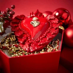 CUORE IN CERAMICA SMALTATO ROSSO 