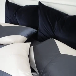 Cuscino Carrè in velluto di cotone blu