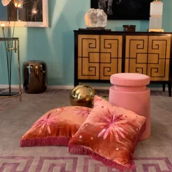 Cuscino con fiori di vetro