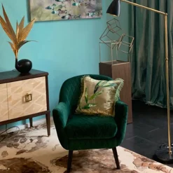 Cuscino con foglie verdi e blu