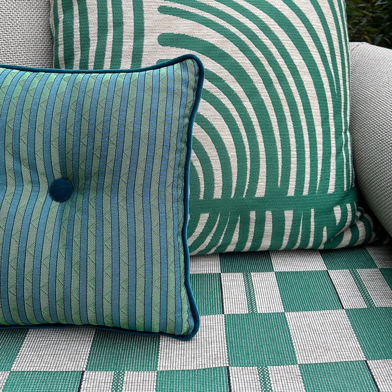 Cuscino Emerald Carré in tessuto jacquard a righe