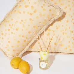 Cuscino grande con frange color crema e giallo