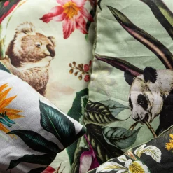 Cuscino in lino Animalia con Koala e fiori rosa