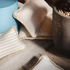 Cuscino in lino beige Happy