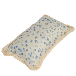 Cuscino piccolo Celeste e frange blu