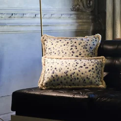 Cuscino piccolo Celeste e frange blu