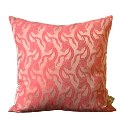 Cuscino quadrato in lino e seta Dresda Floral Coral