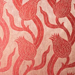 Cuscino quadrato in lino e seta Dresda Floral Coral