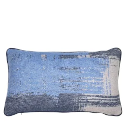 Cuscino Rettangolare in Jacquard Blu e Bianco Effetto Pennellata