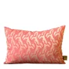 Cuscino rettangolare in lino e seta Dresda Floral Coral