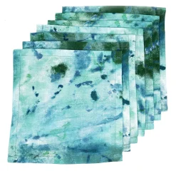 Dafne Set di 6 tovaglioli da cocktail in lino e cotone blu chiaro