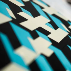 Decorazione murale in tessuto umano blu