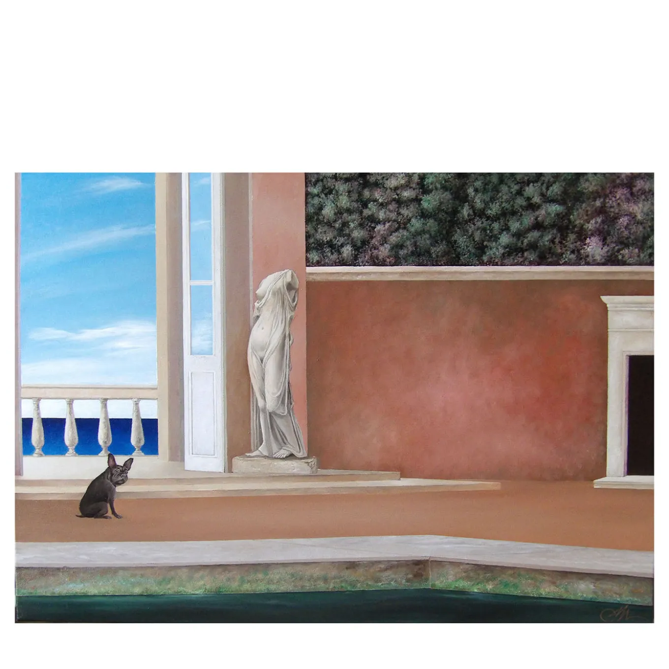 Dipinto Afrodite e il bulldog