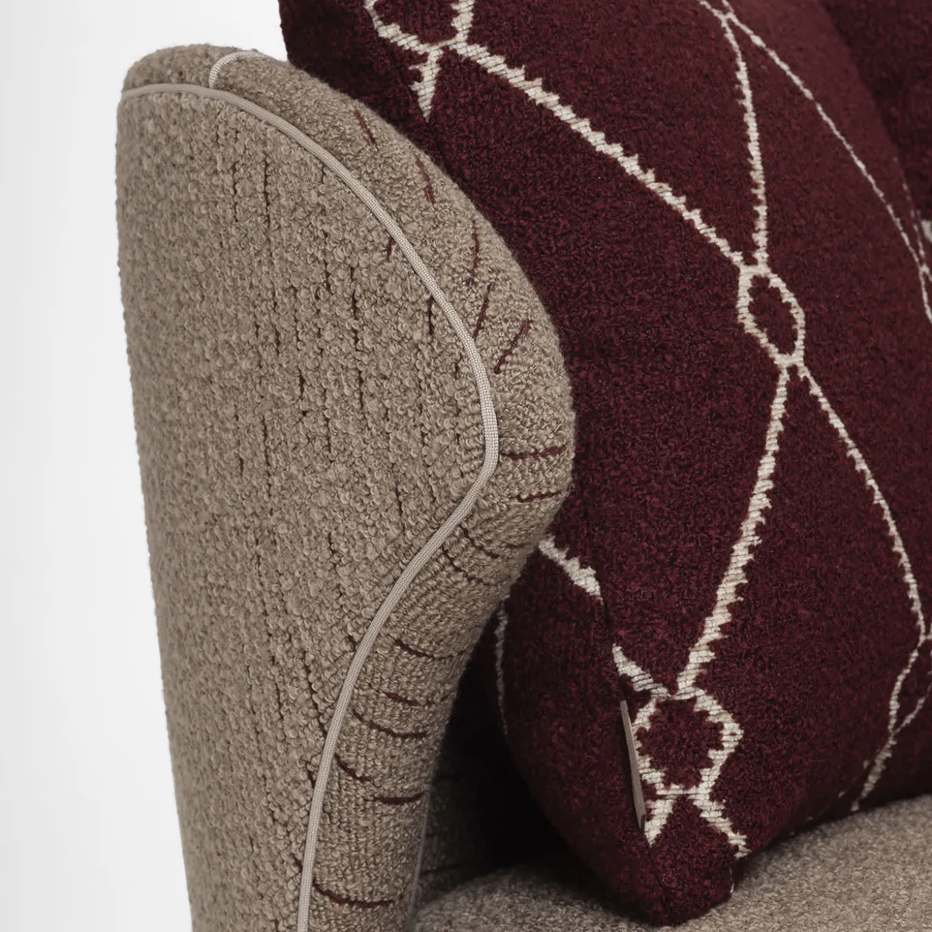 Divanetto Agostina tessuto grigio e bordeaux