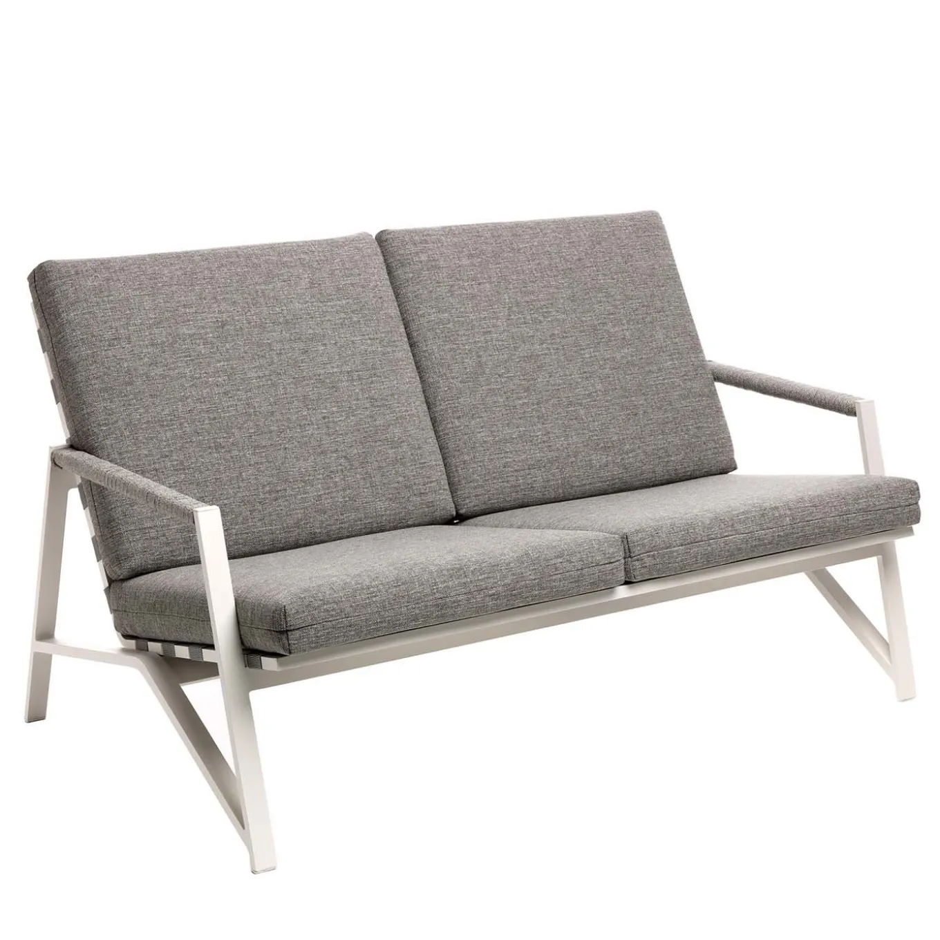 Divano a 2 posti Cottage Gray con struttura bianca