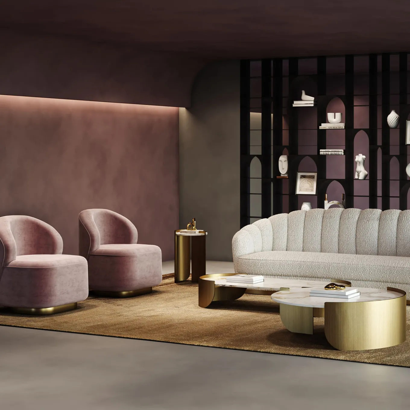 Divano Bouclé Medio Bianco Nest