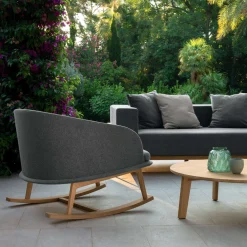 Divano Cleo a 3 posti in legno teak grigio