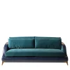 Divano Couch pelle blu e velluto ottanio
