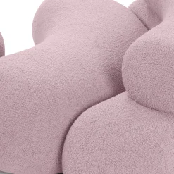 Divano curvilineo Nefelibata Composizione 4.1 con Pouf in Bouclé rosa