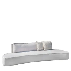 Divano da esterno Cayman Curvo in tessuto bianco con cuscini