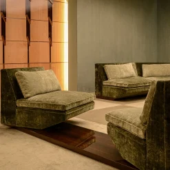 Divano Girevole a Due Posti in Velluto Verde