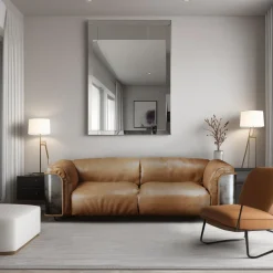 Divano in pelle marrone Saint Germain