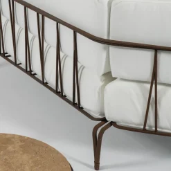 Divano per esterni Marina in tessuto bianco e acciaio marrone