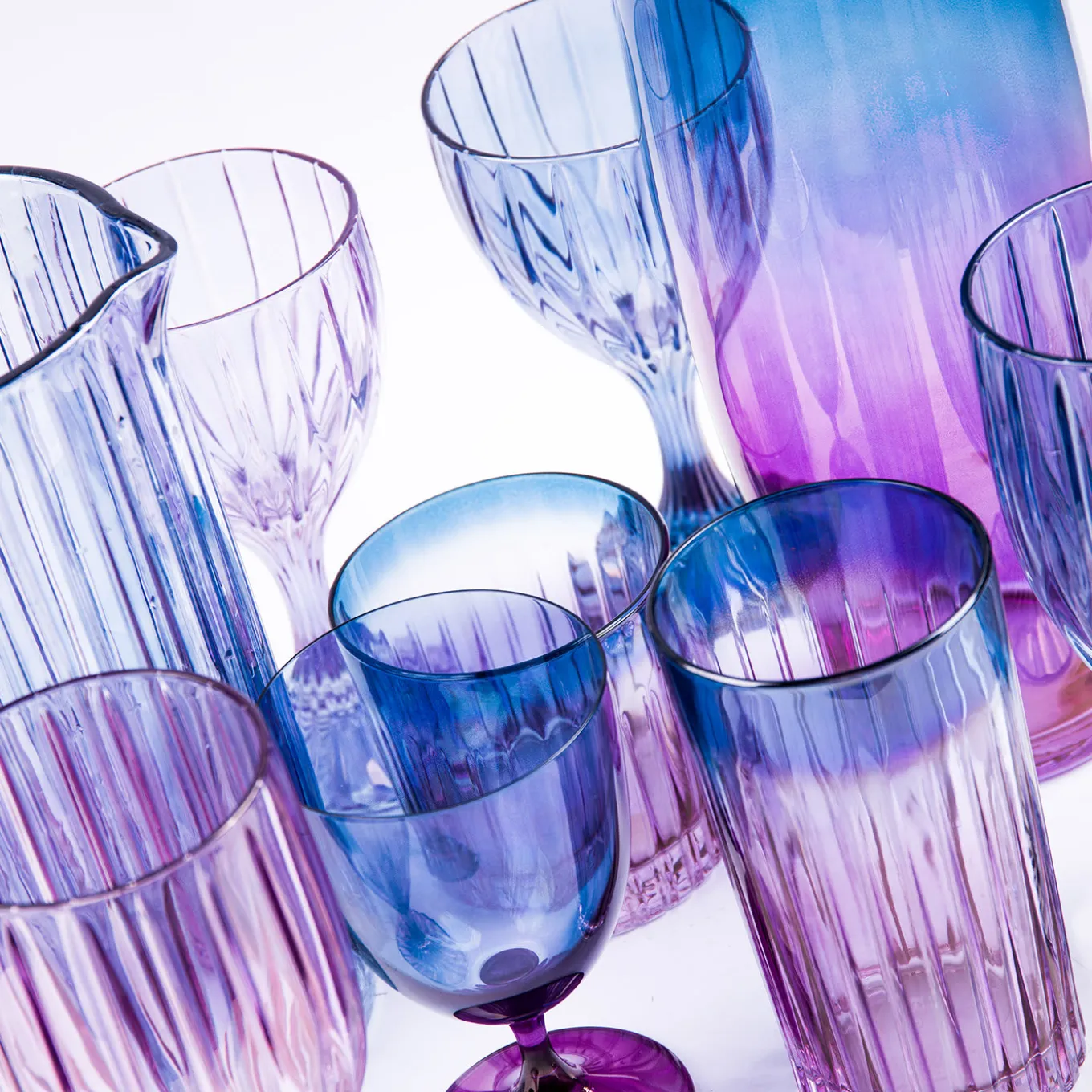 Domina Set di 2 bicchieri tumbler alti viola-blu