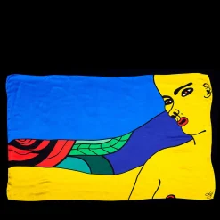 Donna orientale stampa policroma su arazzo di seta