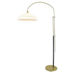 Dora Lampada da Terra Finitura Oro con Paralume in Tessuto Bianco